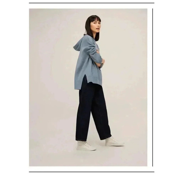 KIN Hoodie Blue Grey Pullover Oversized High Low Hem Kangaroo Size Large - Picture 2 of 11